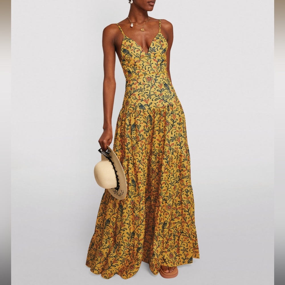 Agua by Agua y Bendita Yellow Patterned Gown